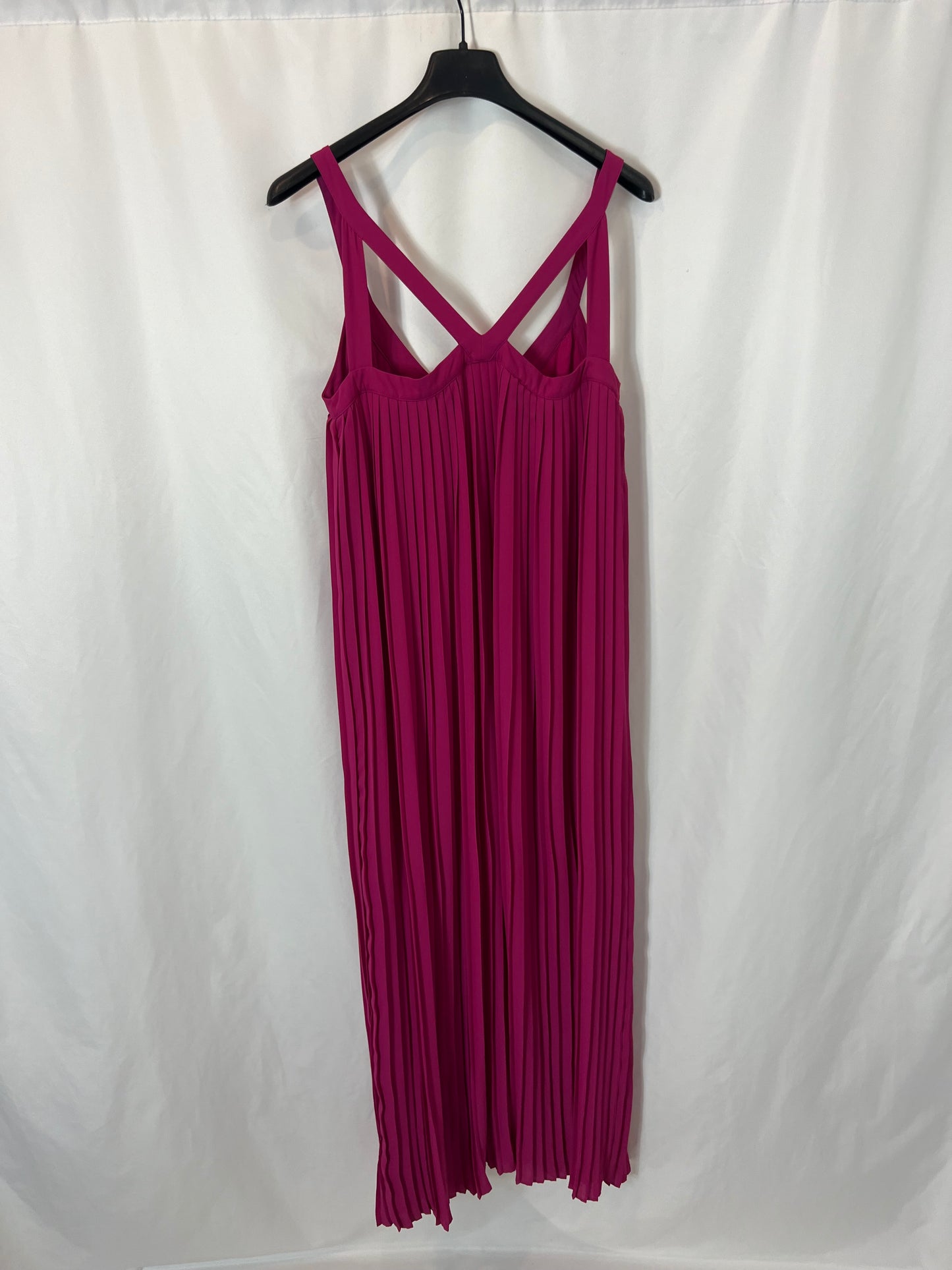 MASSIMO DUTTI. Vestido buganvilla midi plisado. T 36