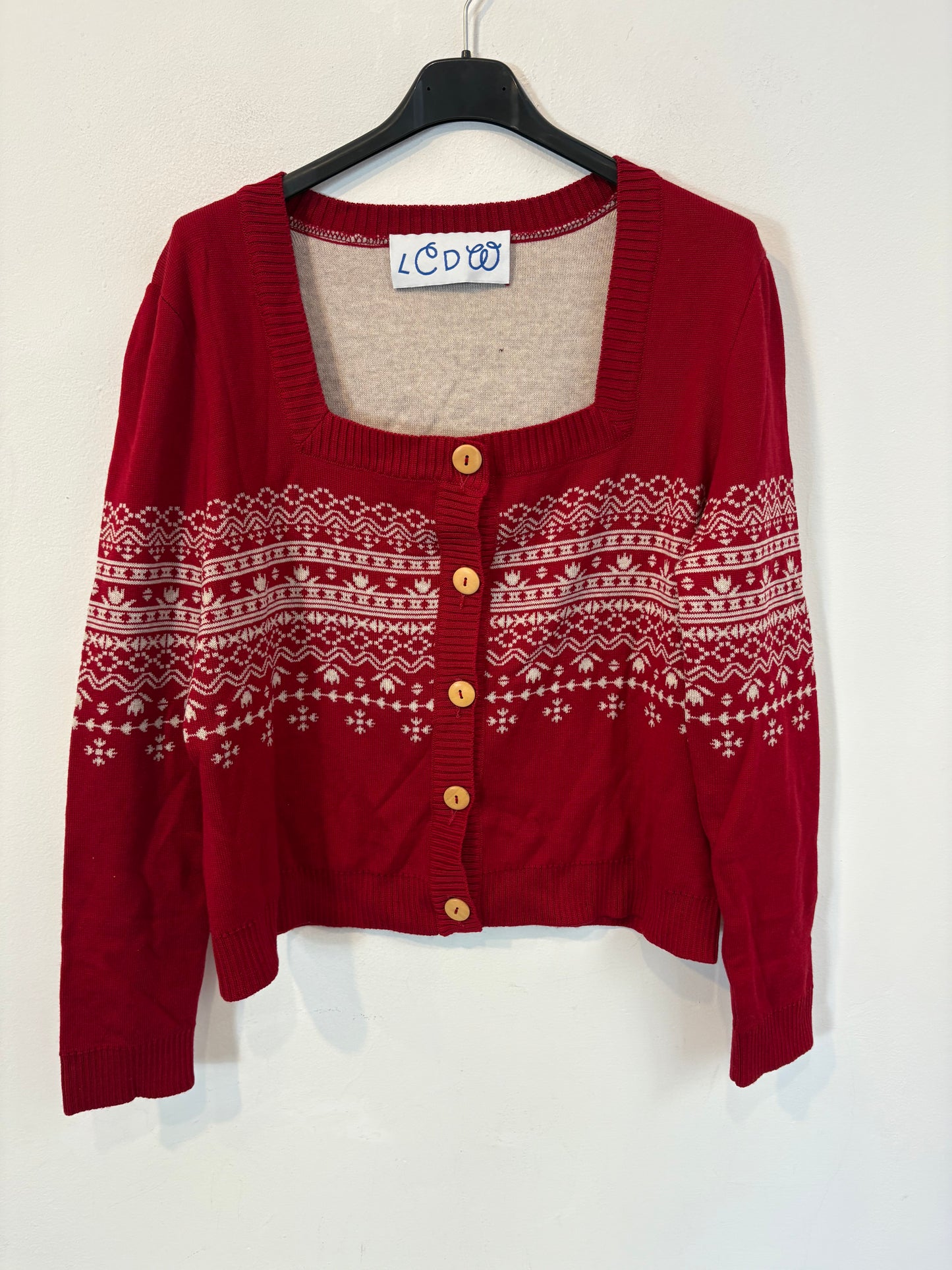 LA CASITA DE WENDY. Chaqueta roja greca merino