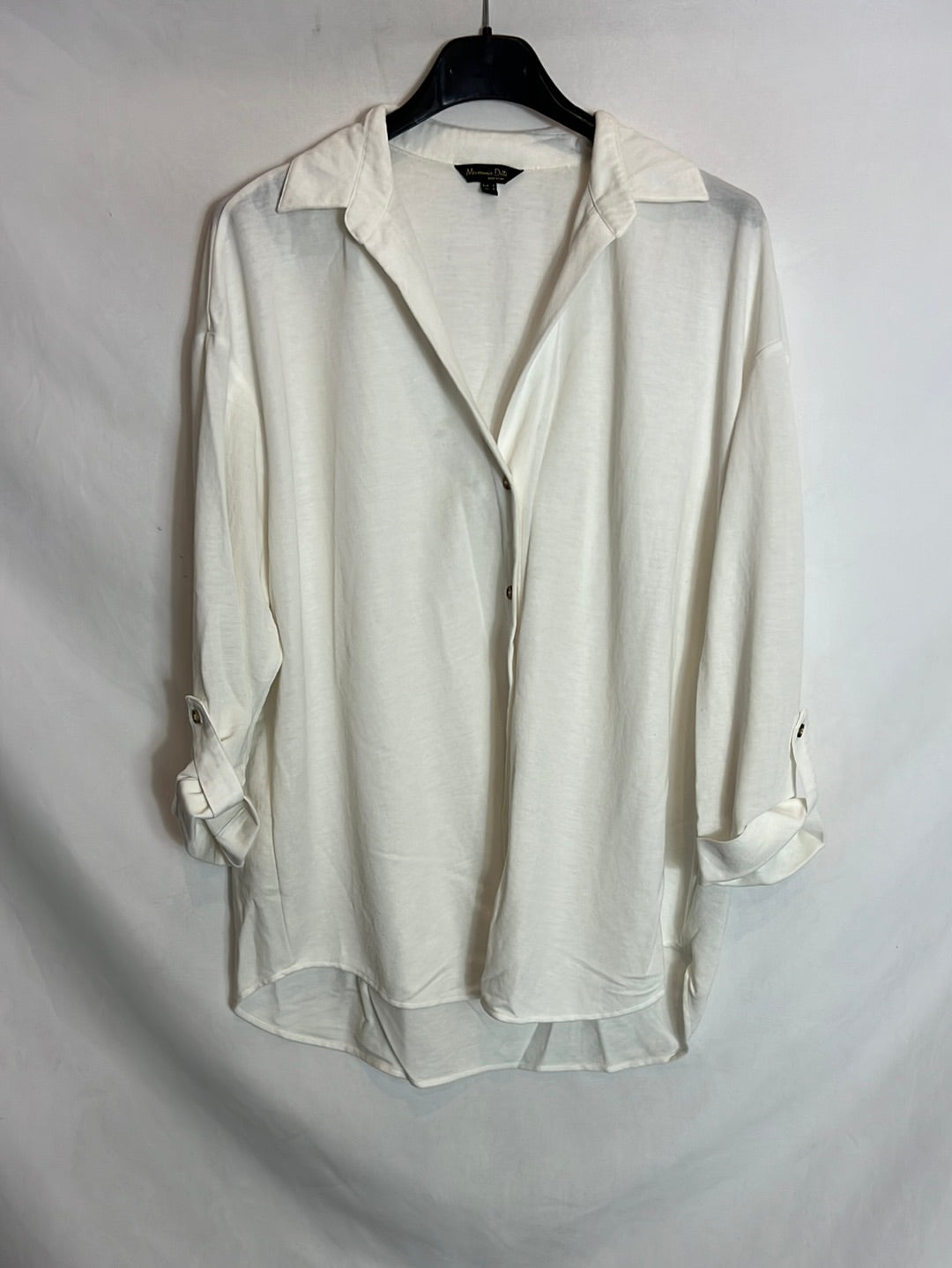 MASSIMO DUTTI. Off-white textured overshirt. TS