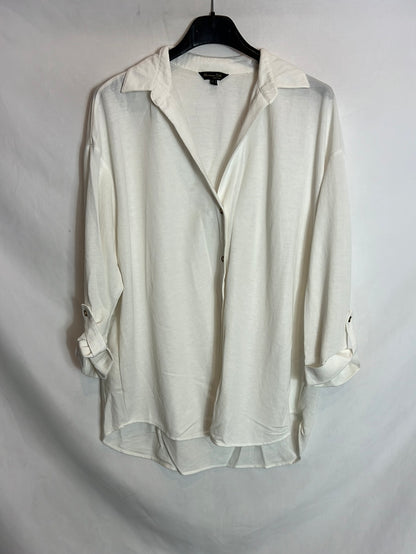 MASSIMO DUTTI. Off-white textured overshirt. TS