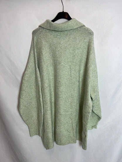 MANGO. Jersey verde polero T.l