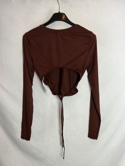 BERSHKA. Crop top marrón elástico. T S
