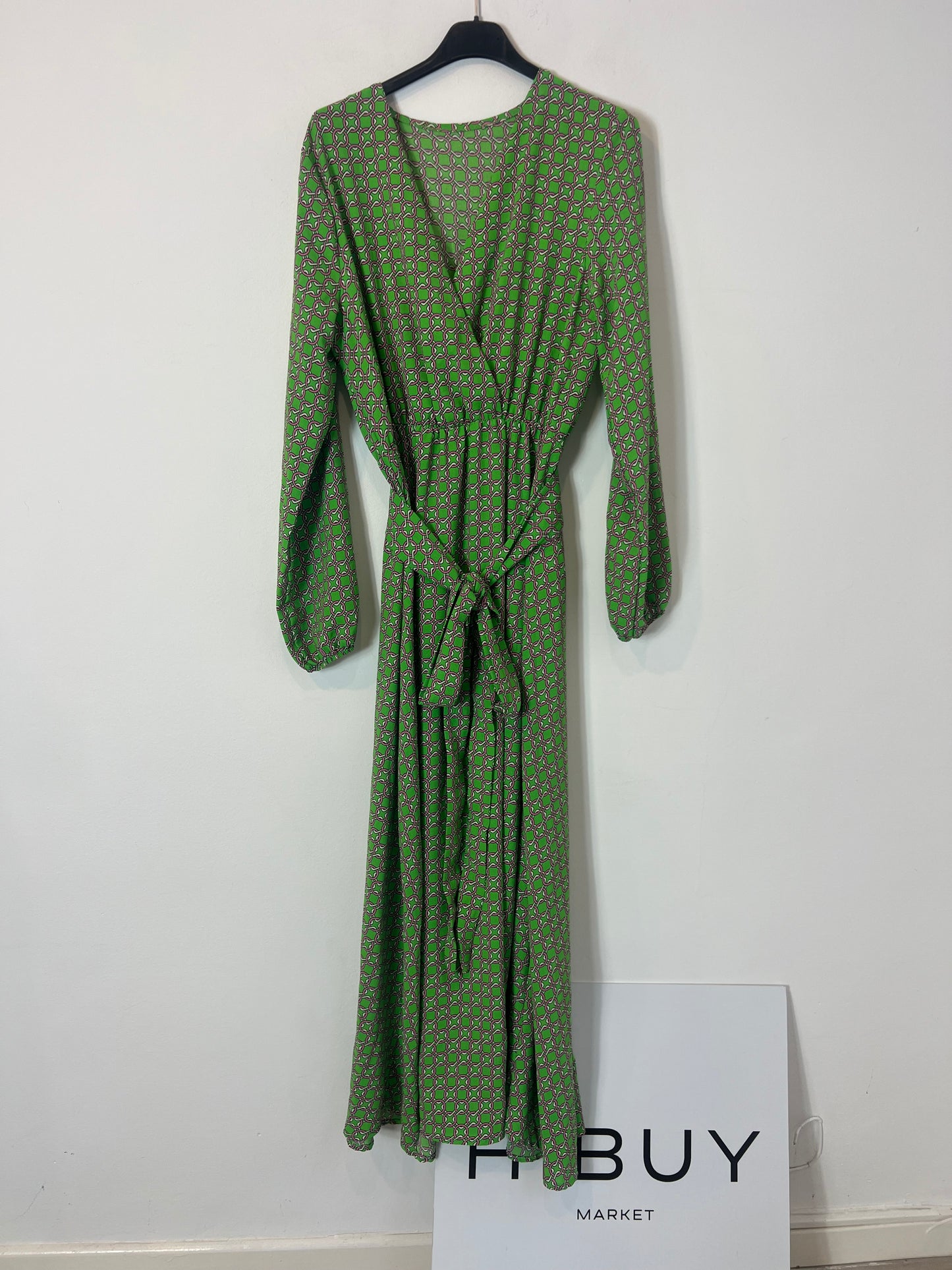 OTHERS. Long green printed dress. TS/M