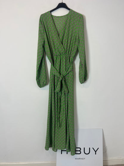 OTHERS. Long green printed dress. TS/M