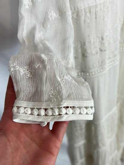 PAUL&JOE. Vestido largo seda bordado. T 42 (M/L)