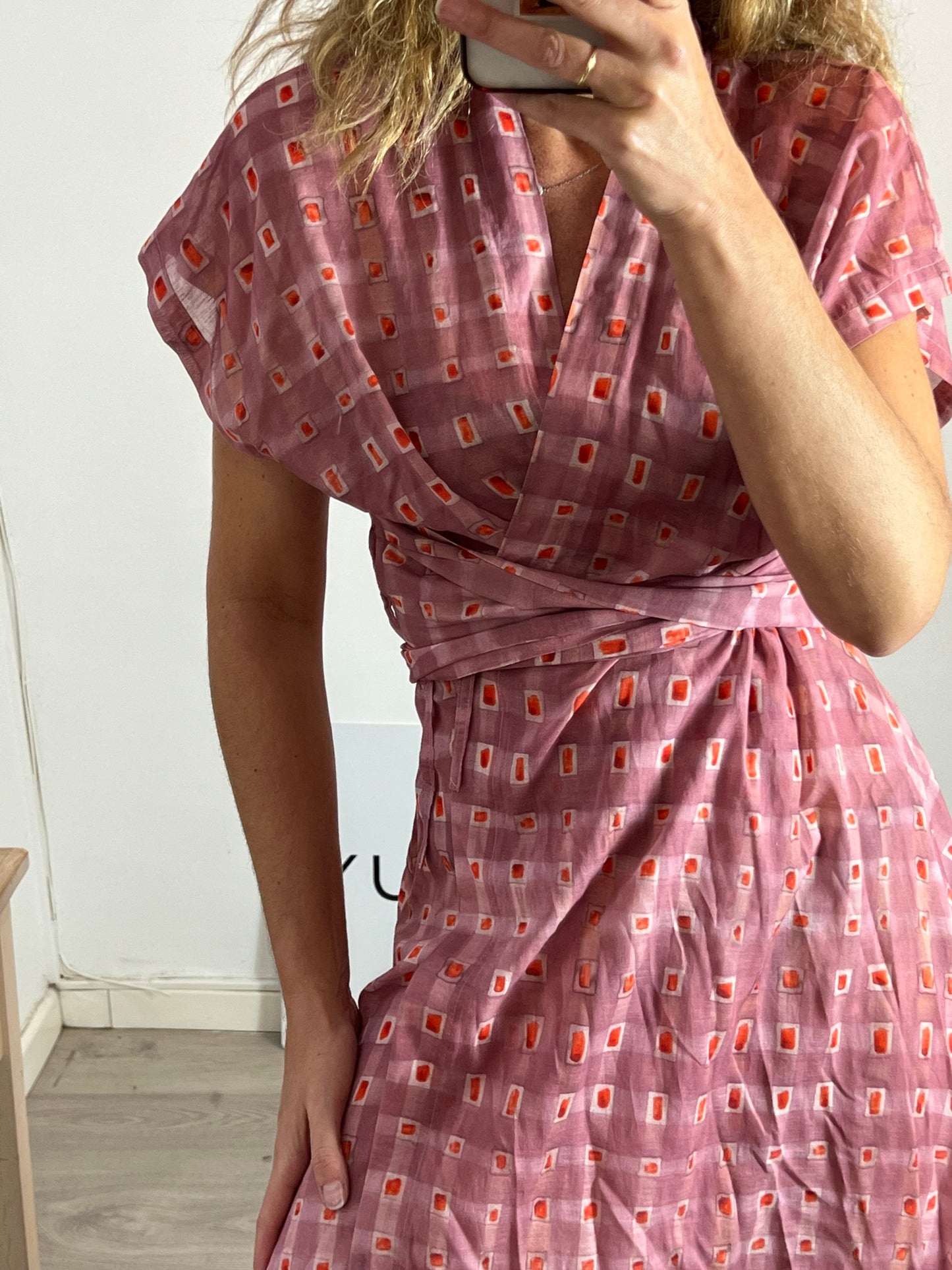 ROMUALDA. vestido rosa estampado T.l