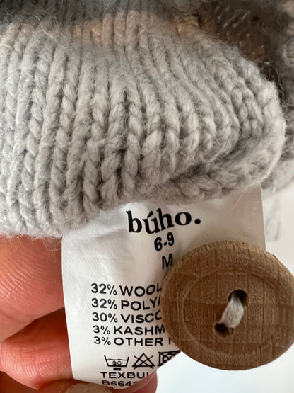 BÚHO. Chaqueta punto gris claro. T 6-9 meses