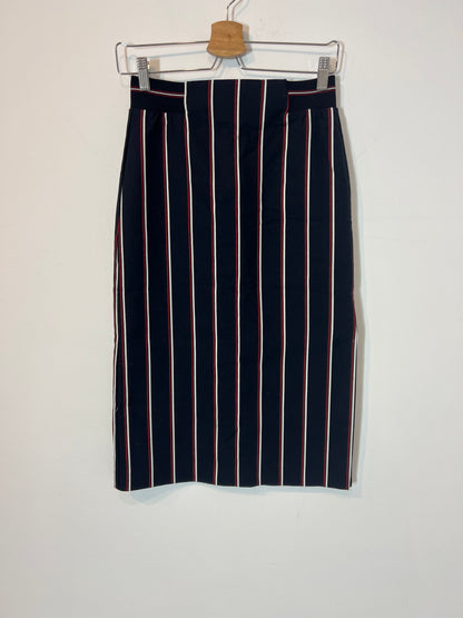 ZARA. Blue striped midi skirt. XS