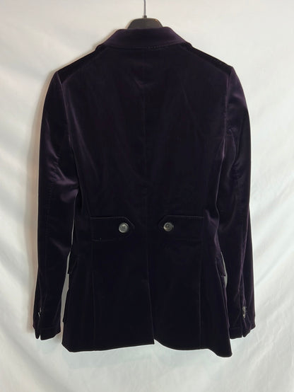 MASSIMO DUTTI. Blazer morada terciopelo T.36