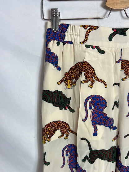 STELLA McCARTNEY. Silk-print trousers. Size 40