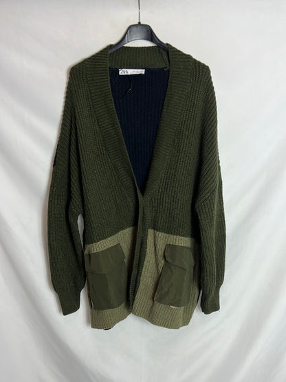 ZARA. Chaqueta punto tricolor estilo oversized . T S