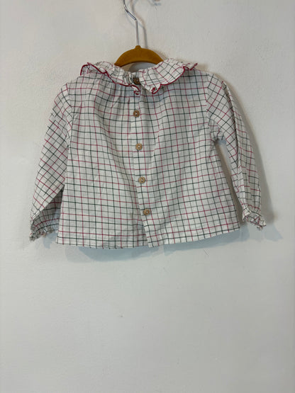 COCONUT . Camisa cuadros cuello volante. T 18-24 meses