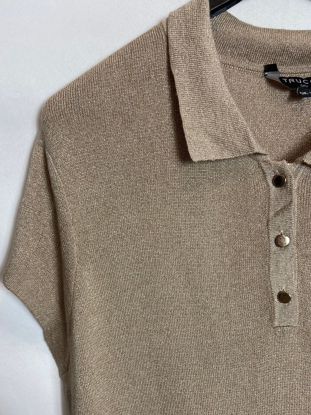 TRUCCO. top polero dorado T.l