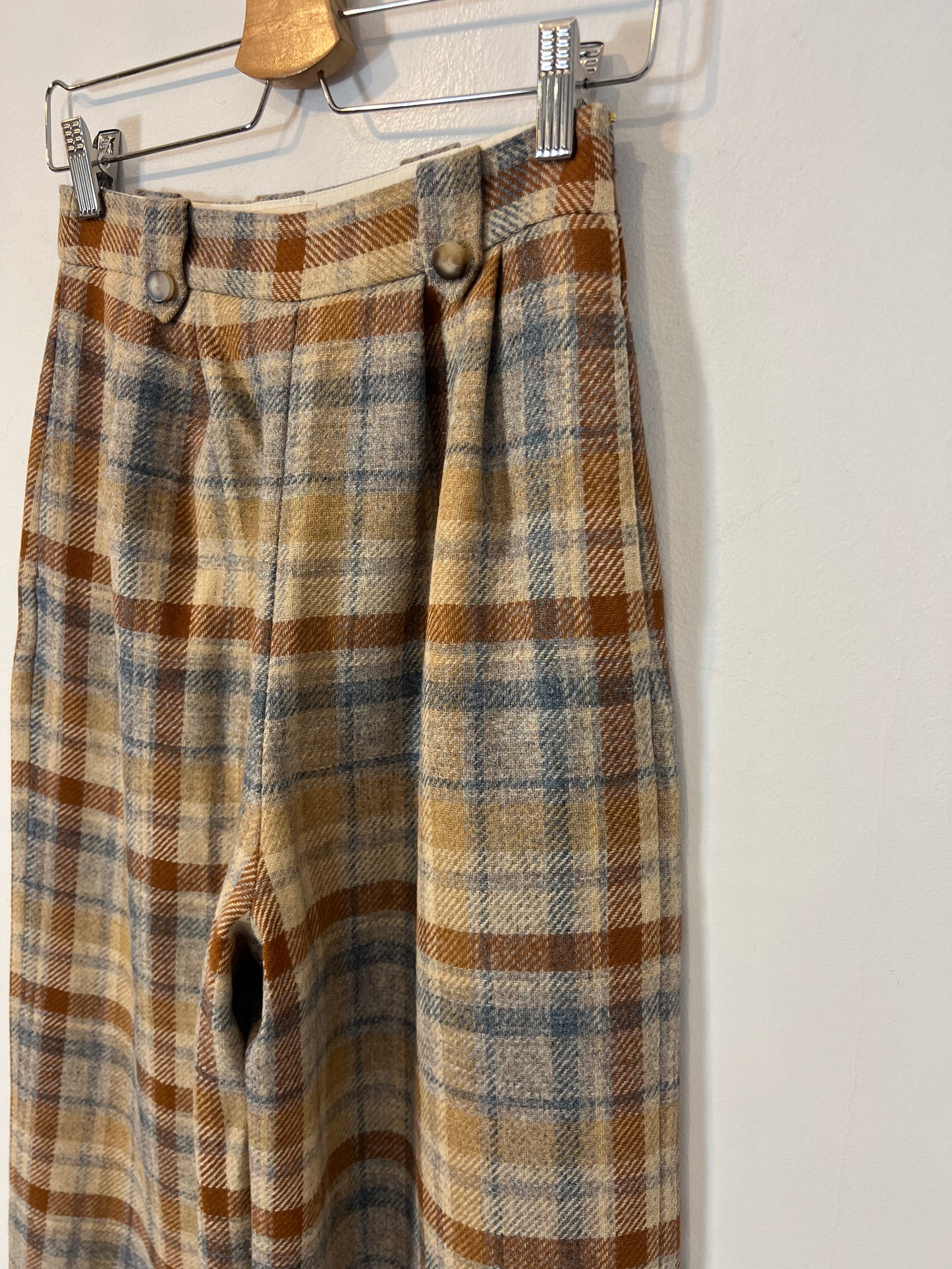 SEZANE. Checked wide-leg trousers size 34