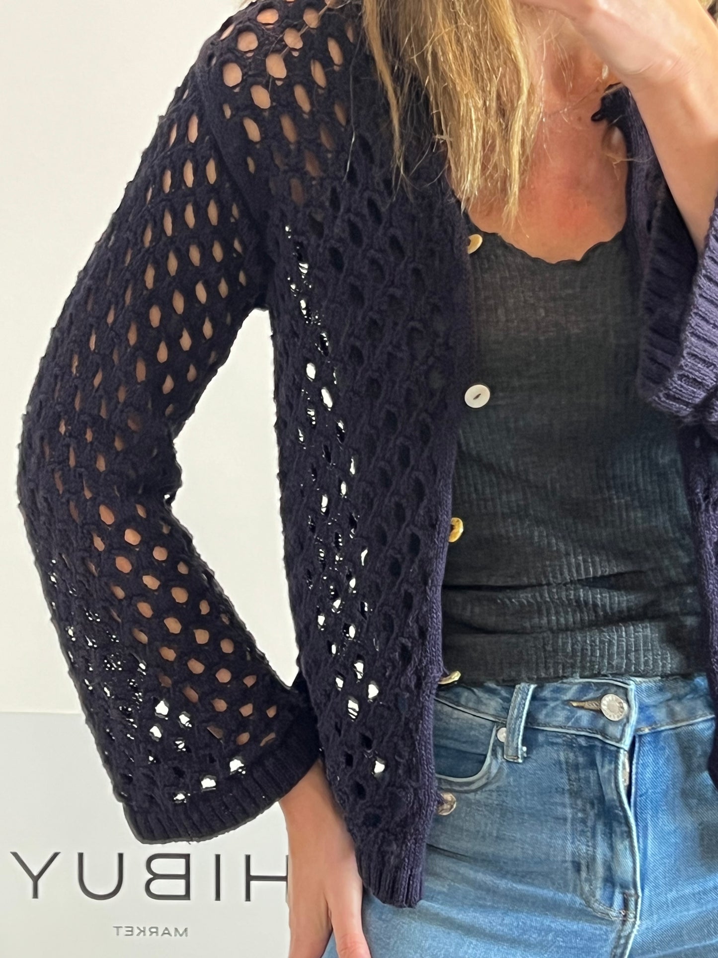 RENATTA&amp;GO. Eggplant crochet jacket. T.S.