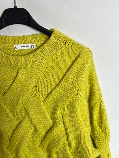 MANGO. Jersey trenzado amarillo. T S