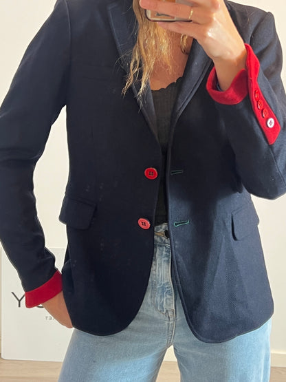 THE GOOSE. Blue wool blazer with red buttons. Size 44(L)