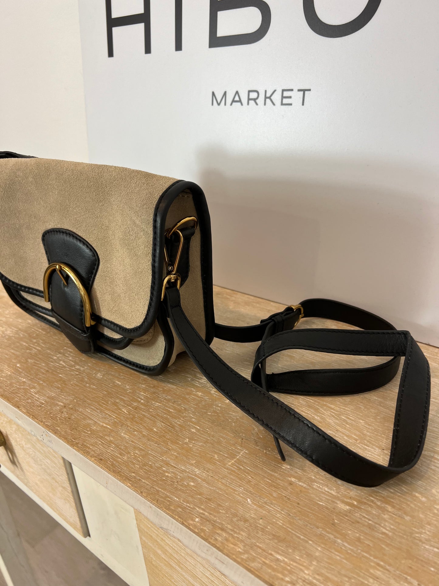 LATOUCHE. Bolso bicolor piel