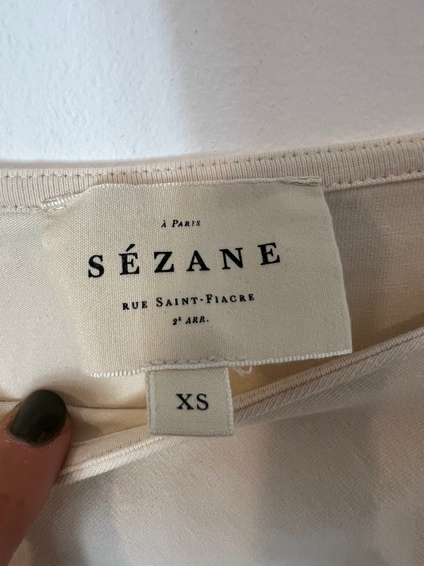 SEZANE. Beige midi dress with bow T.xs