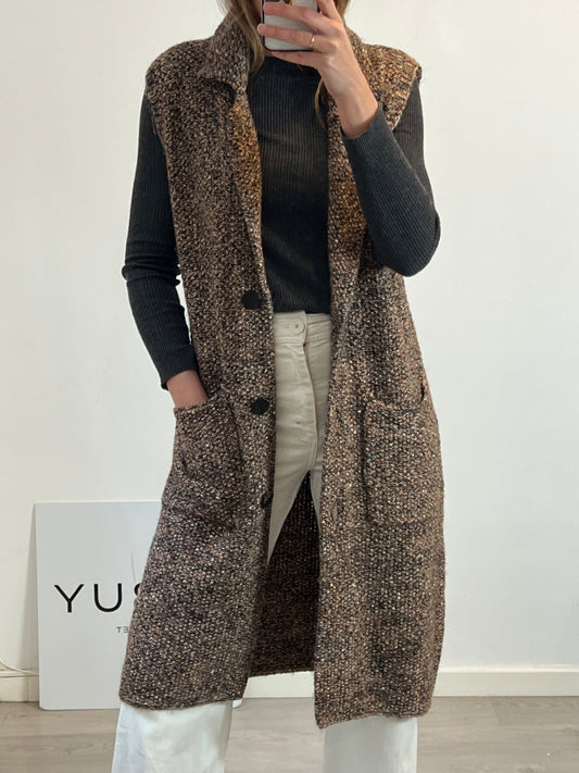 FREE/QUENT. Chaleco punto jaspeado. T M