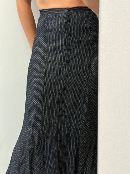 CORTANA. Falda midi abotonada lino. T 38