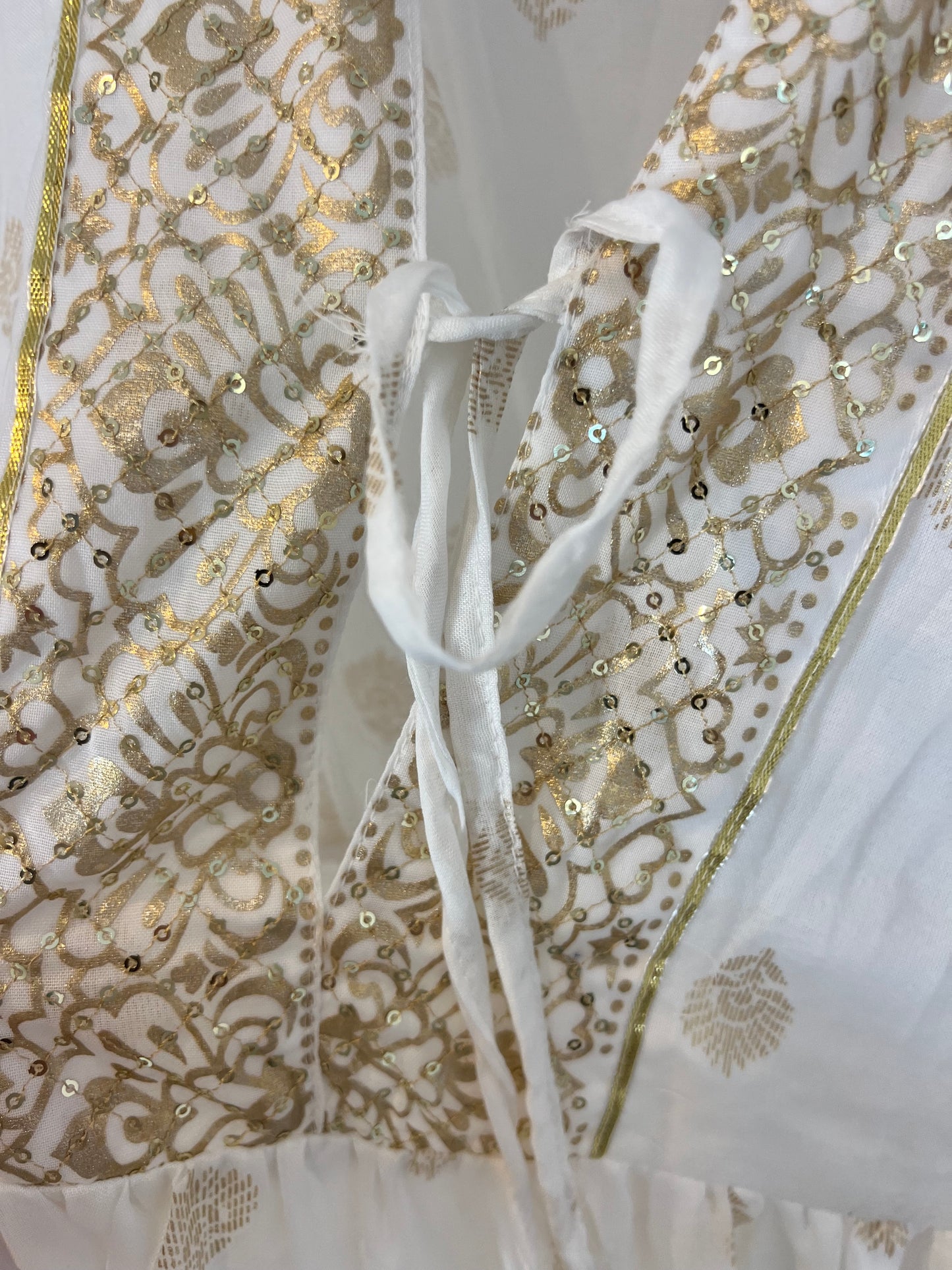 SIYA MADRID. Vestido blanco abalorios T.u(M)