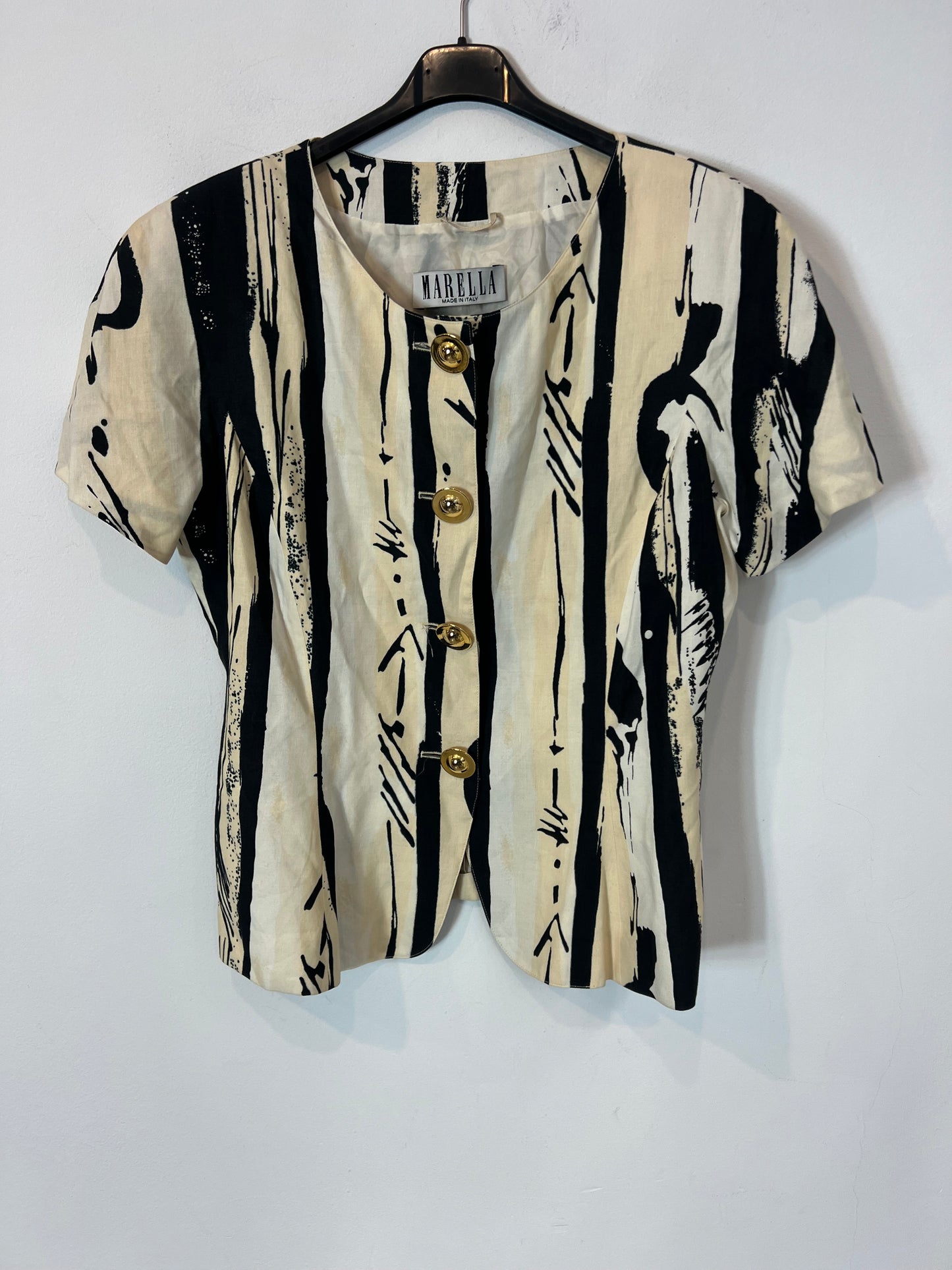 MARELLA. Top estampado abotonado vintage. T 40