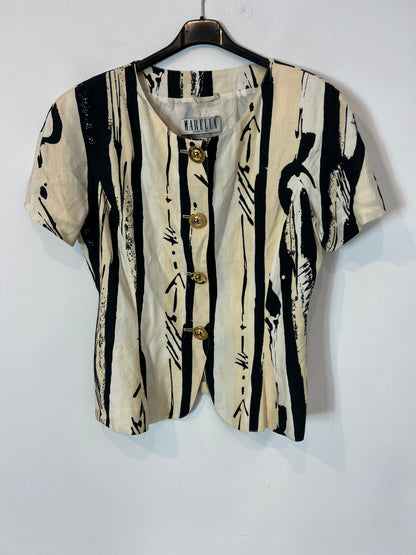 MARELLA. Top estampado abotonado vintage. T 40