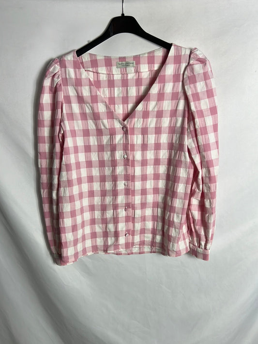 TUSLIBROS Y MISPEONIAS. Blusa cuadros textura . Ts/m