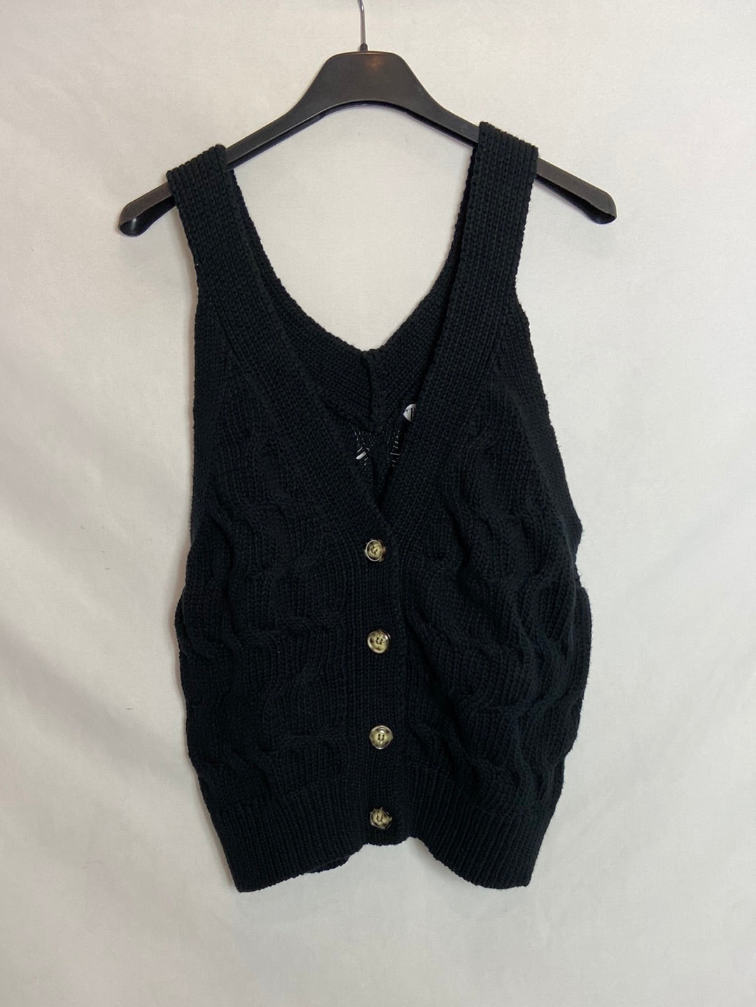 ZARA. Chaleco punto azul marino. T S