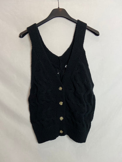 ZARA. Chaleco punto azul marino. T S