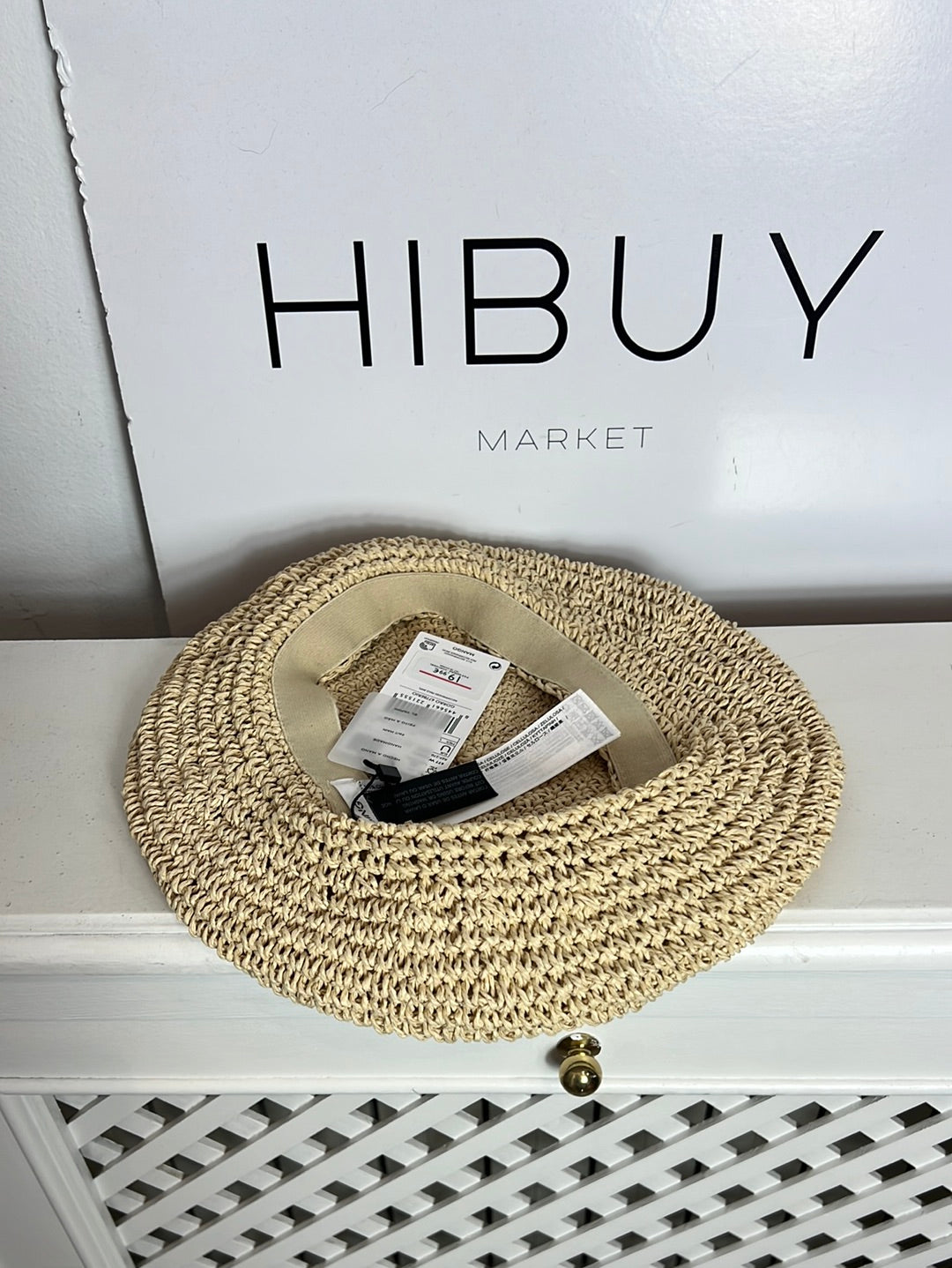 MANGO. Boina beige rafia. TU