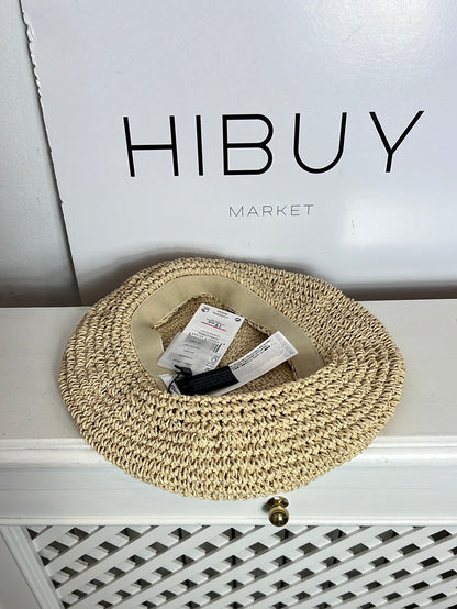 MANGO. Boina beige rafia. TU