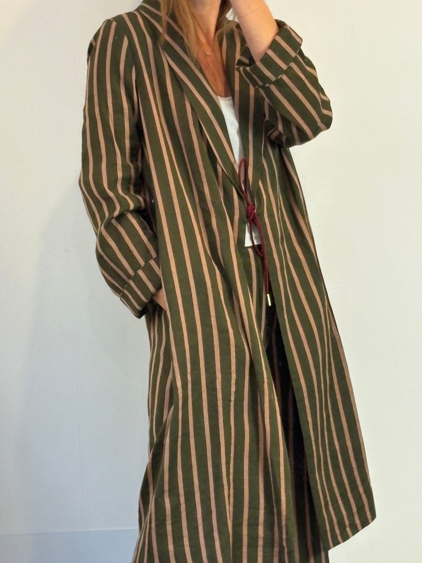 MOMONI. Chaqueta larga rayas mezcla