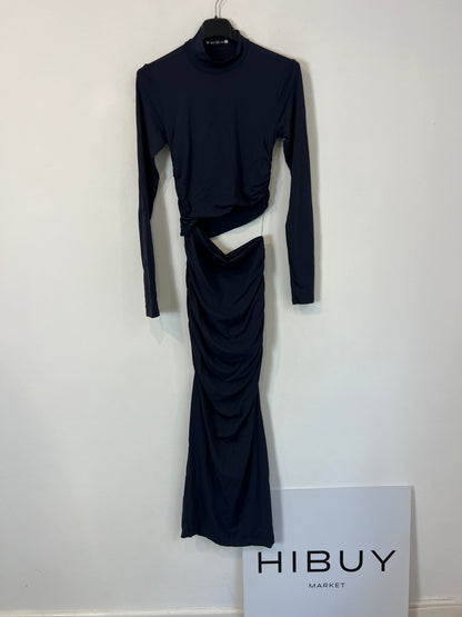 ZARA. Vestido largo azul abertura. T S