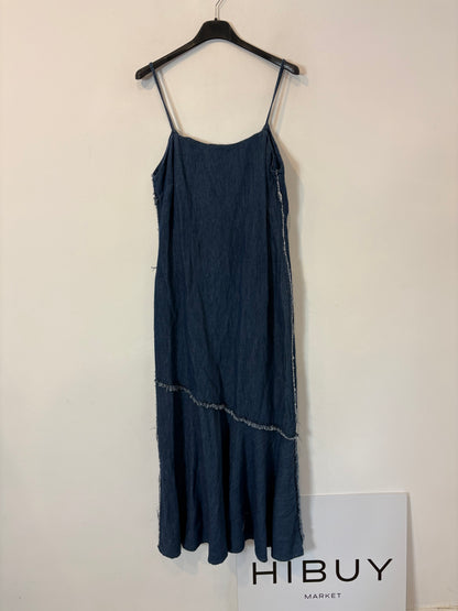ZARA. Vestido largo denim detalles deshilachados
