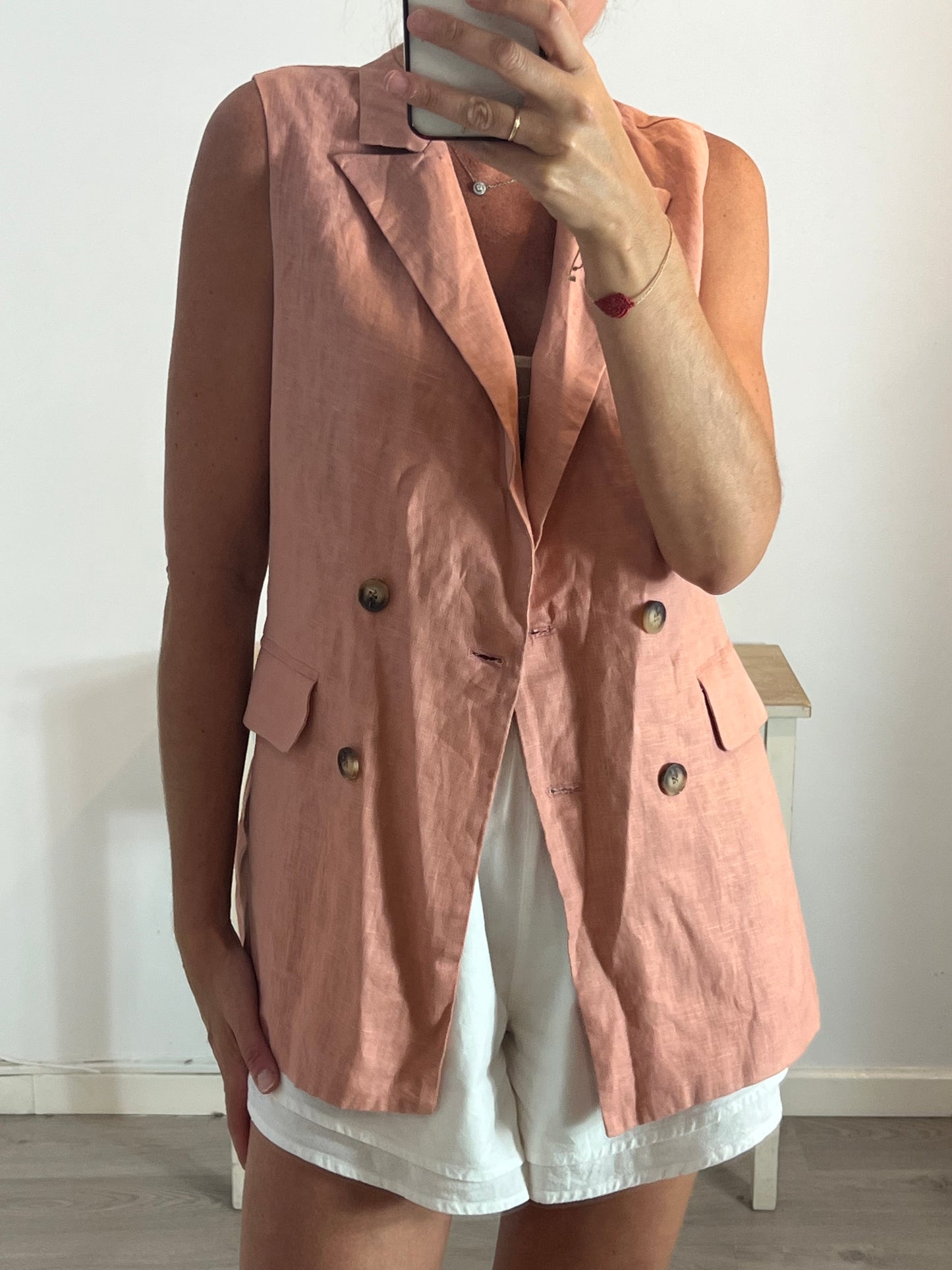 CARLOTA&CO. Chaleco lino salmón T.l