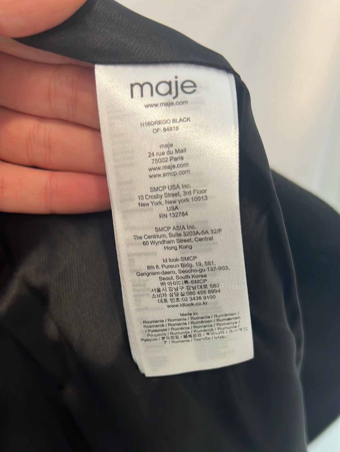 MAJE. Abrigo fino negro doble textura. T 40