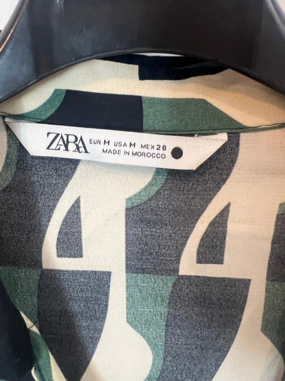 ZARA. Tm printed fluid blouse