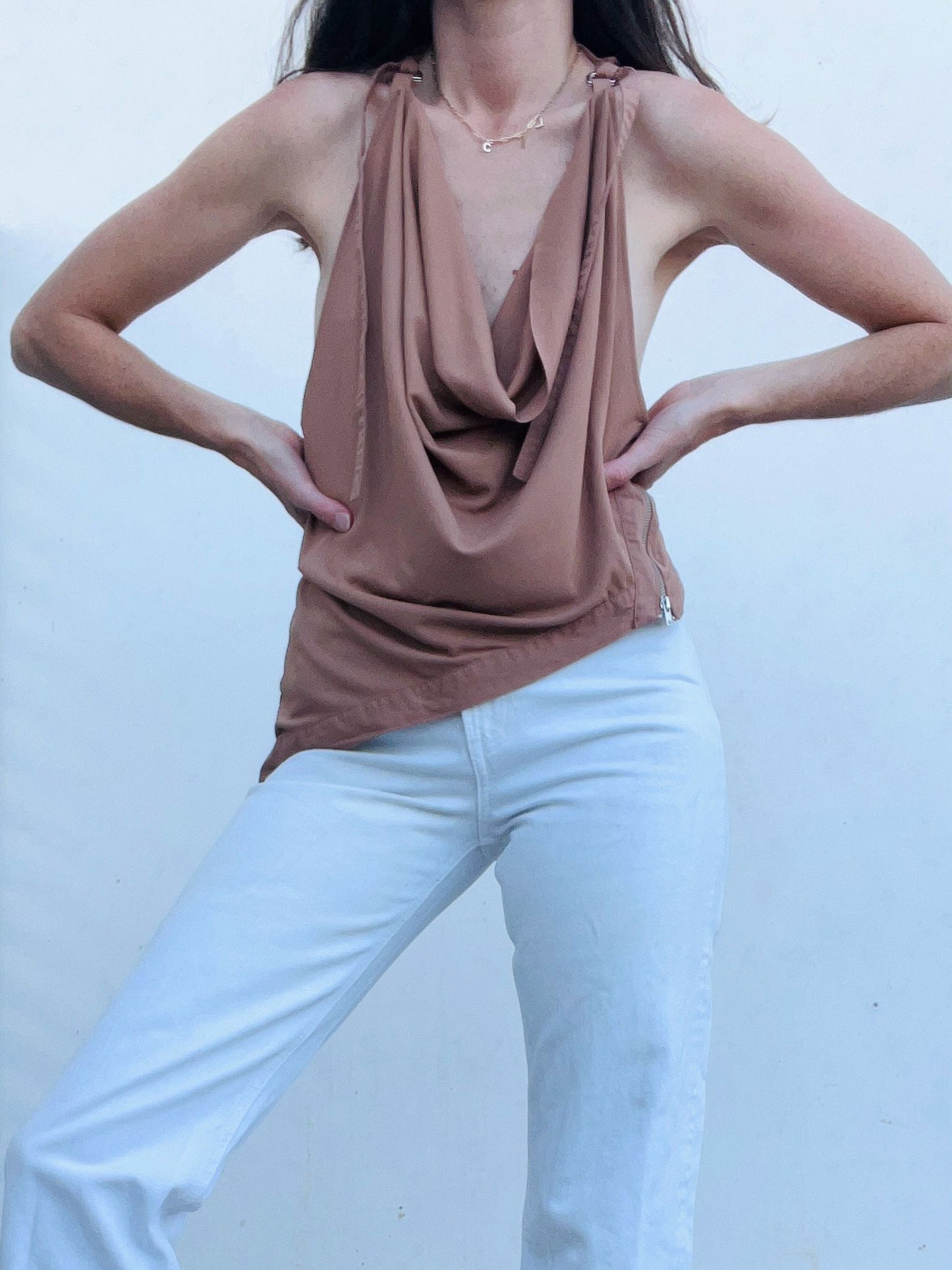 ZARA. Top rosa asimétrico