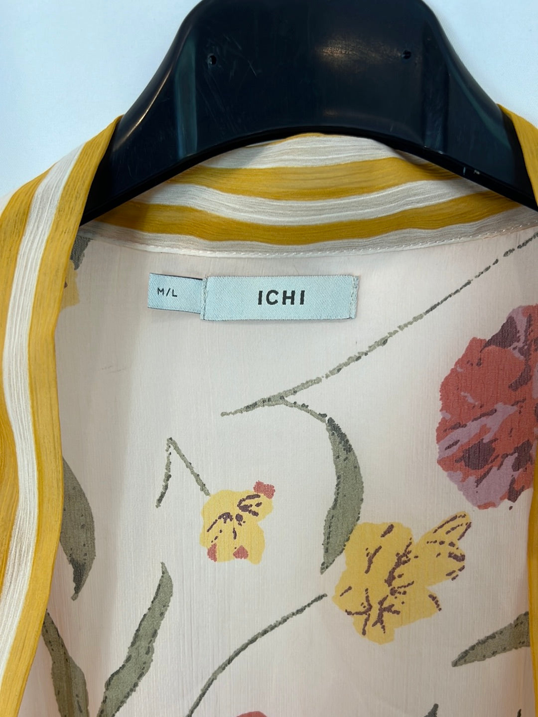 ICHI. Semi-sheer kimono with flowers TM/L