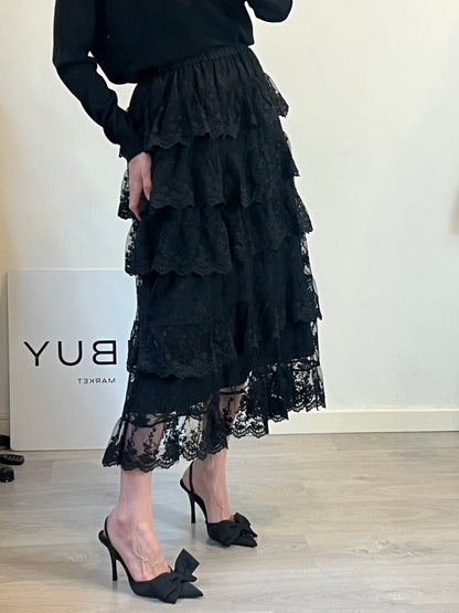 RICH RADI Q´S. Falda midi encaje volantes