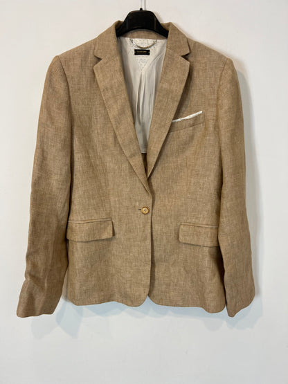 MASSIMO DUTTI. Blazer lino beige jaspeada. T 40