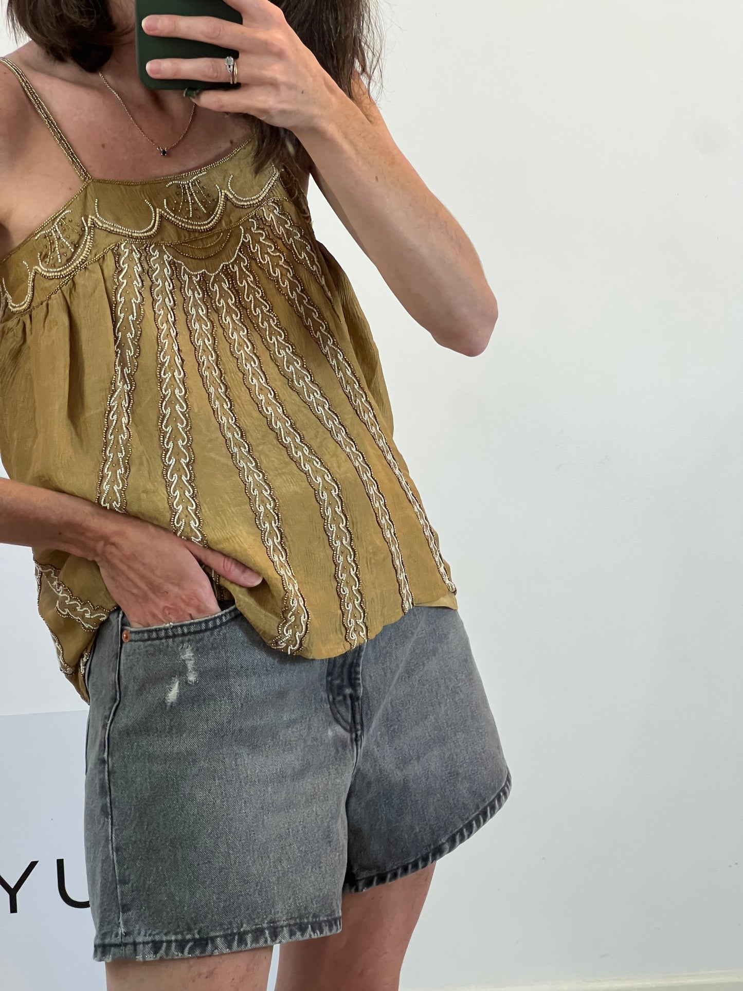 ZARA. Denim short gris. T 38