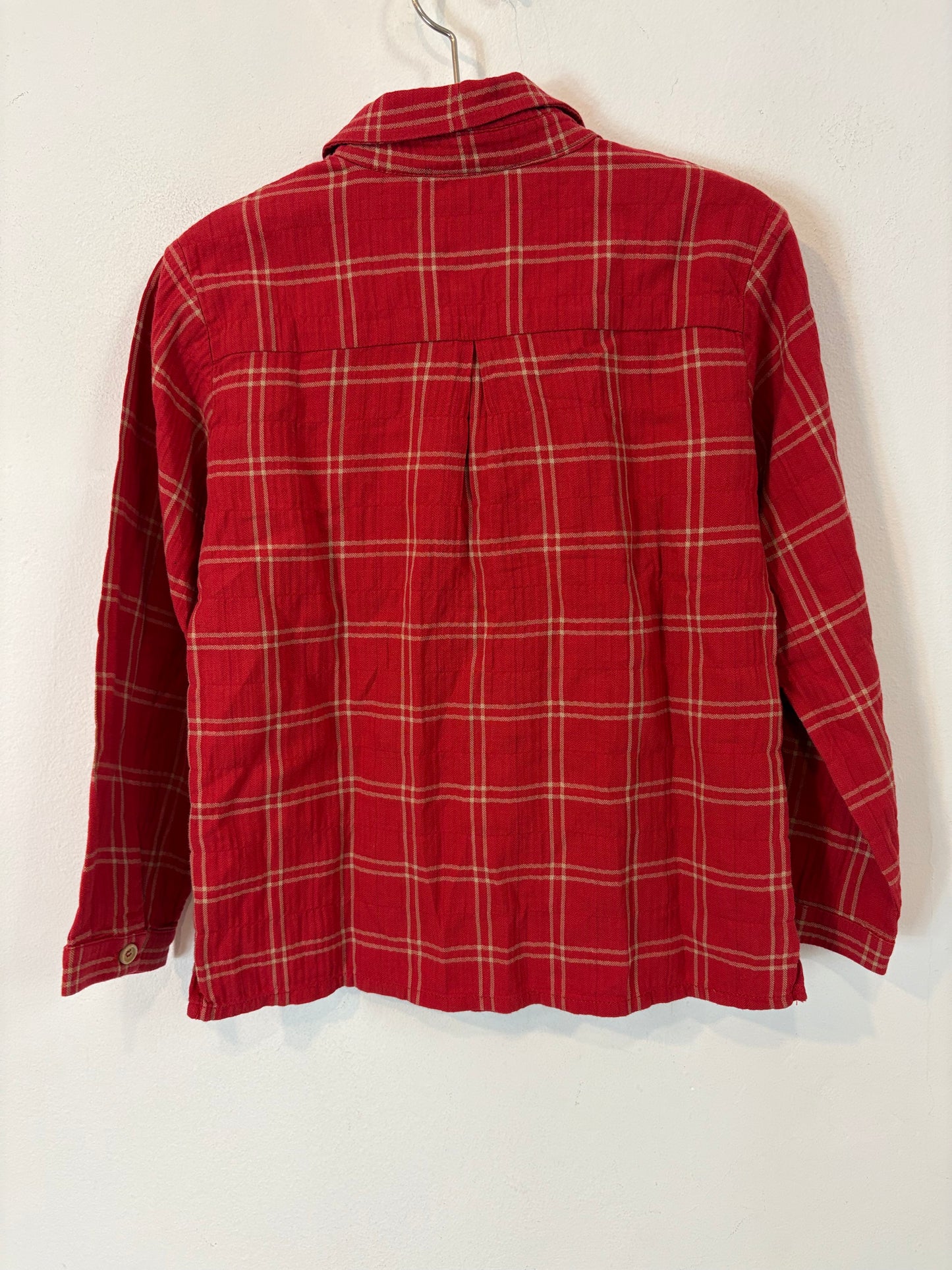 BONNET A POMPON. Camisa rojas cuadros T. 5 años