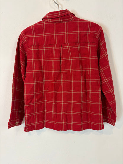 BONNET A POMPON. Camisa rojas cuadros T. 5 años