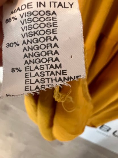 BUGANVILIA. Mustard dress with slightly puffed sleeves, size 3XL