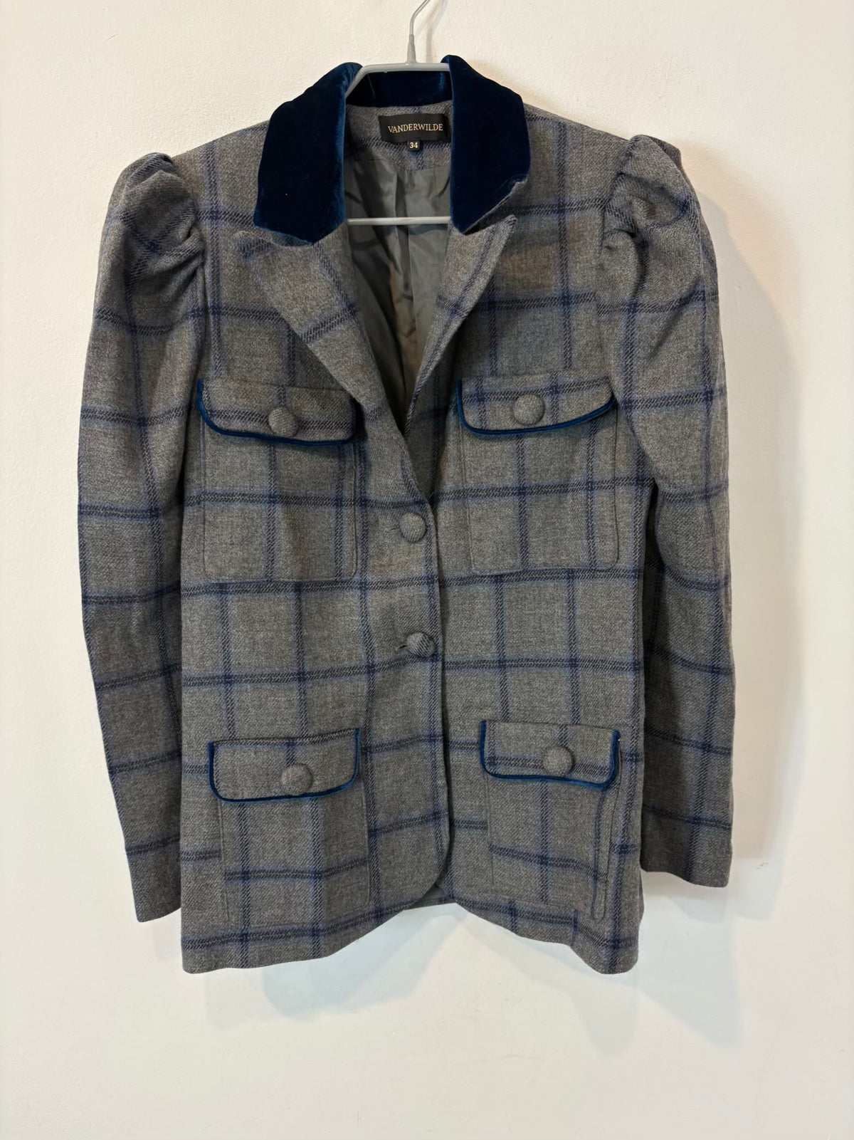 VANDERWILDE. Chaqueta lana y terciopelo tonos azules