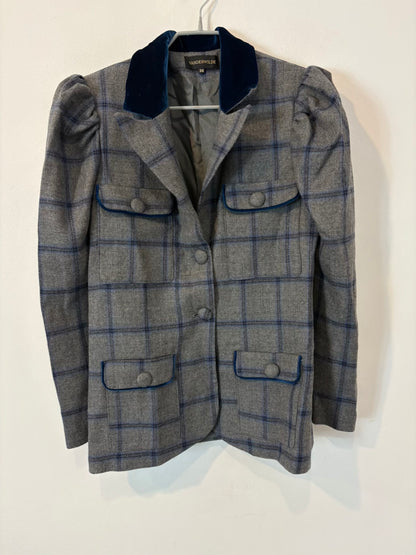 VANDERWILDE. Chaqueta lana y terciopelo tonos azules