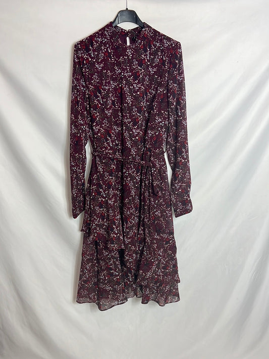 VERO MODA. Flowing burgundy printed dress. TM